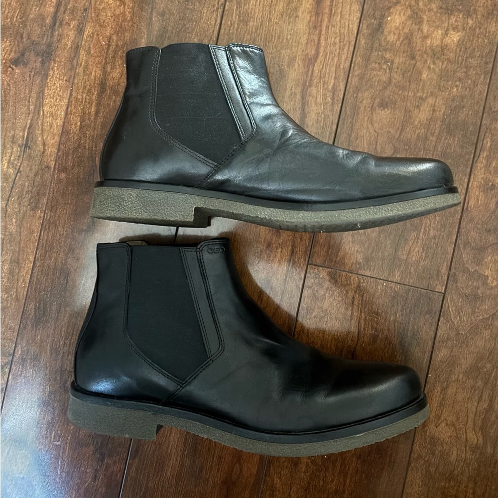 Geox Black Leather Men's Ankle Boots